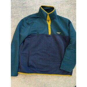 LL Bean Sz L Blue Color Block Airlite 1/4 Snap Closure Pullover Slightly Fitted